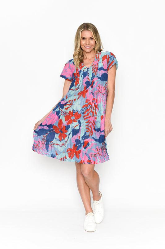 Nicola Cap Sleeve Dress - Trop Sea 2