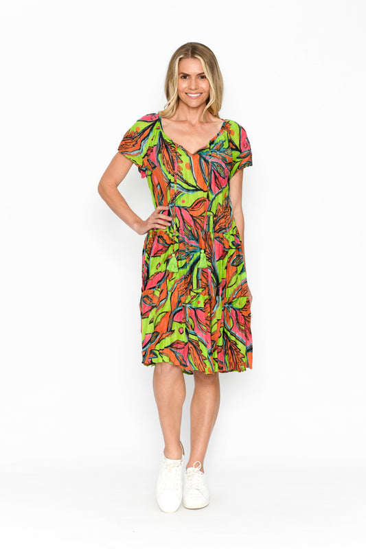 Poppy V Neck Cap Sleeve Tassel Dress - Fauna 2