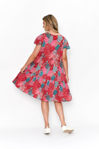 Kimberly V Neck Short Sleeve Dress - Print 7