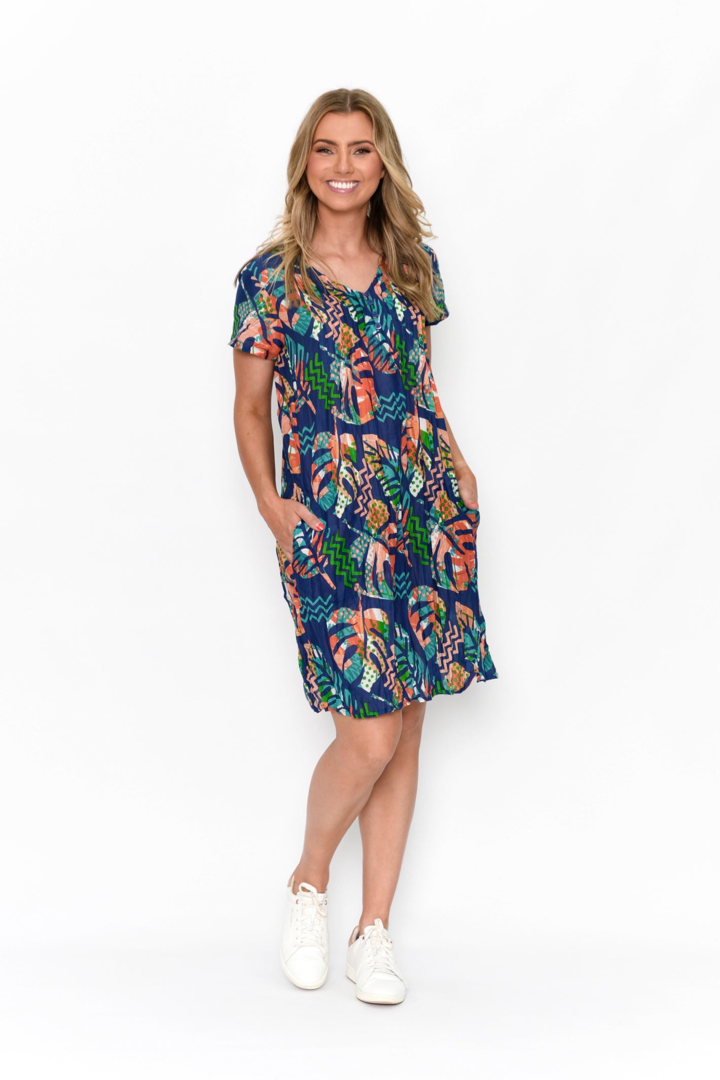 Nicola Cap Sleeve Dress - Print 9