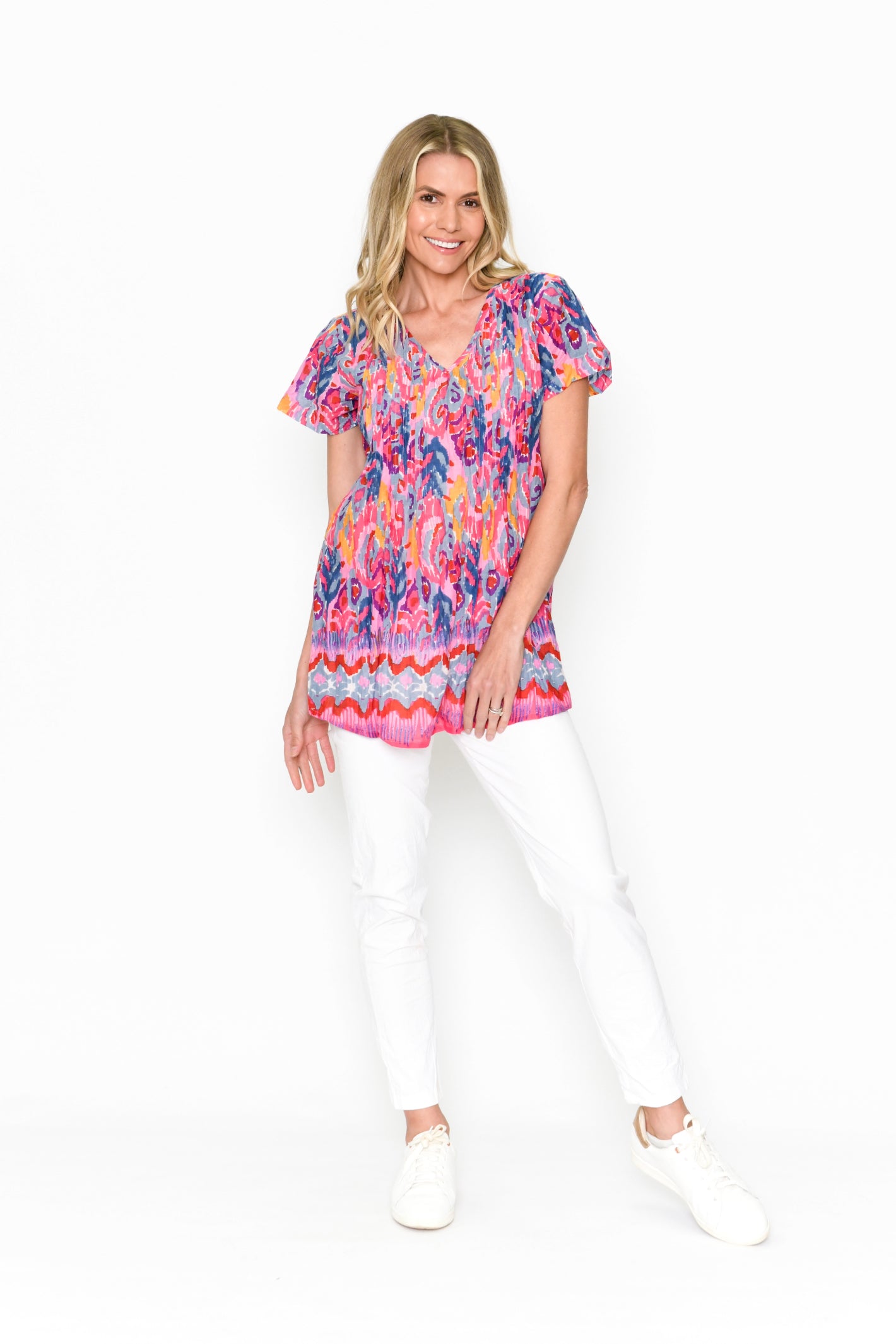 Kayla Short Sleeve Cotton Blouse - Peacock 3