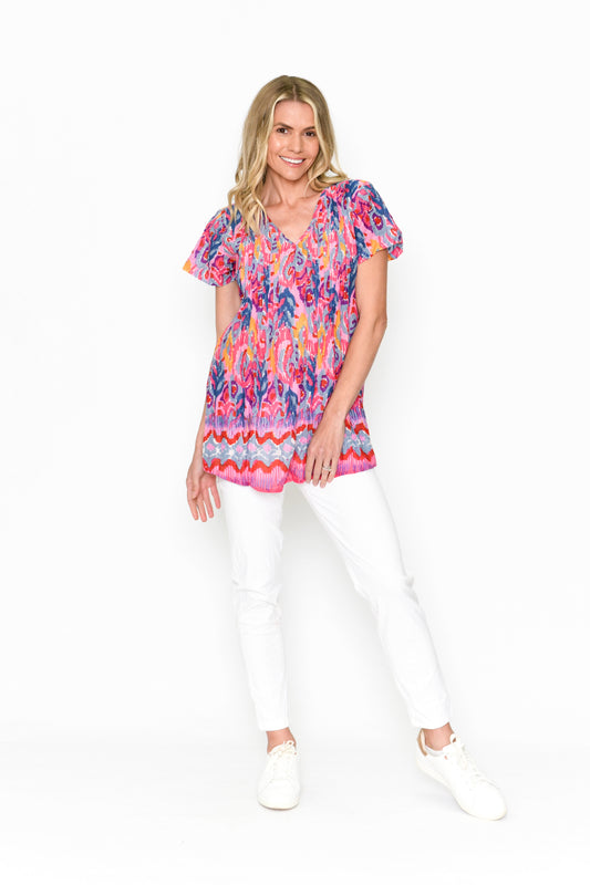 Kayla Short Sleeve Cotton Blouse - Peacock 3