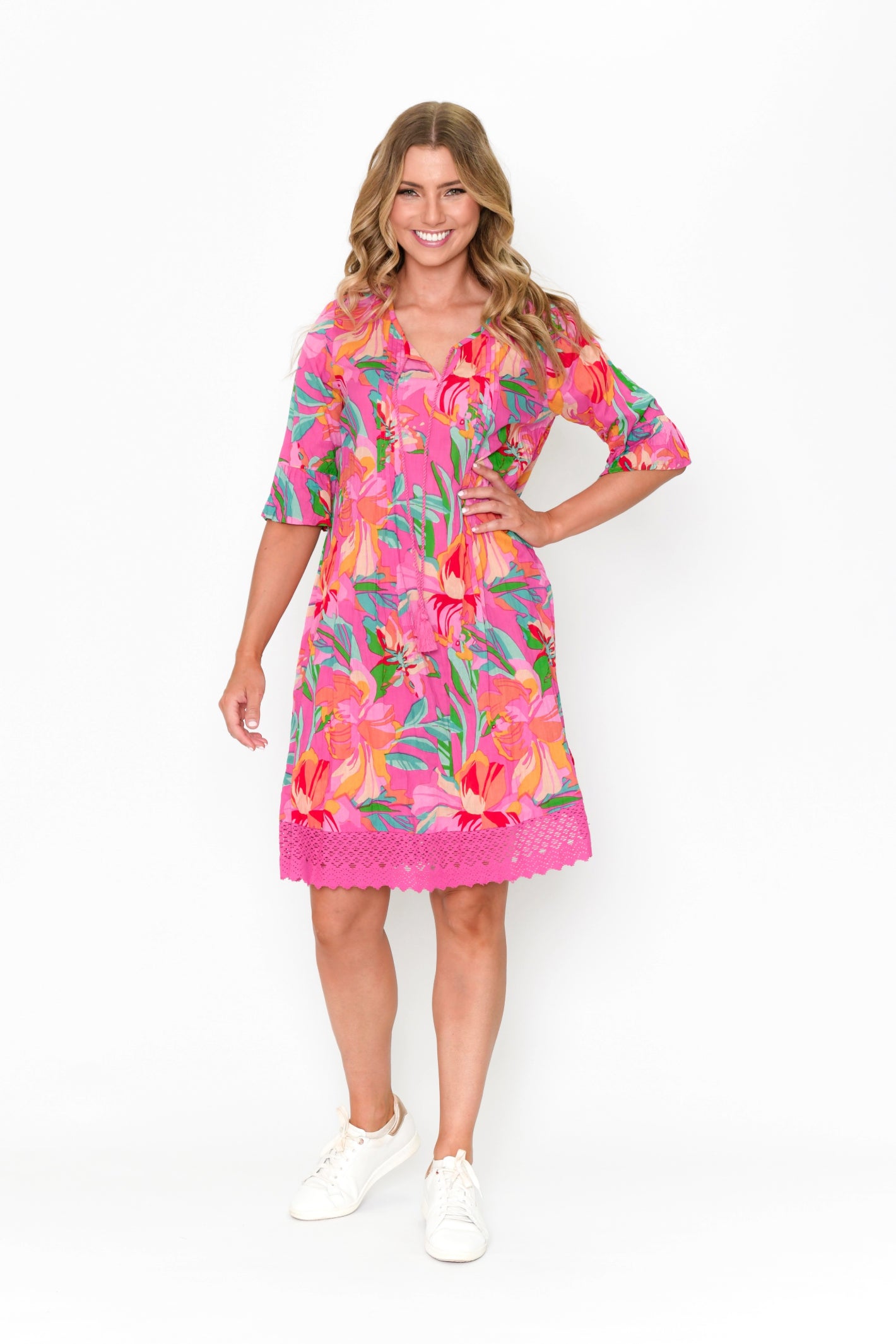 Hannah Short Sleeve Boho Tunic - Print 15