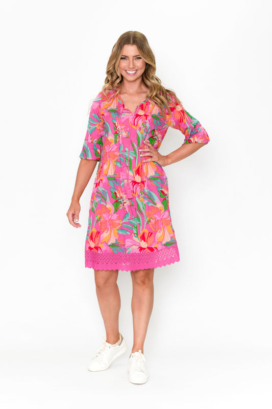 Hannah Short Sleeve Boho Tunic - Print 15