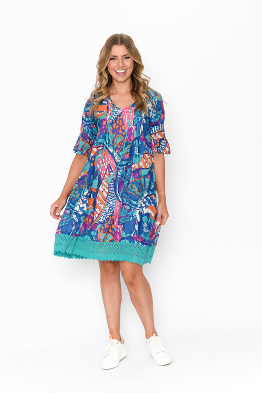 Hannah Short Sleeve Boho Tunic - Print 13