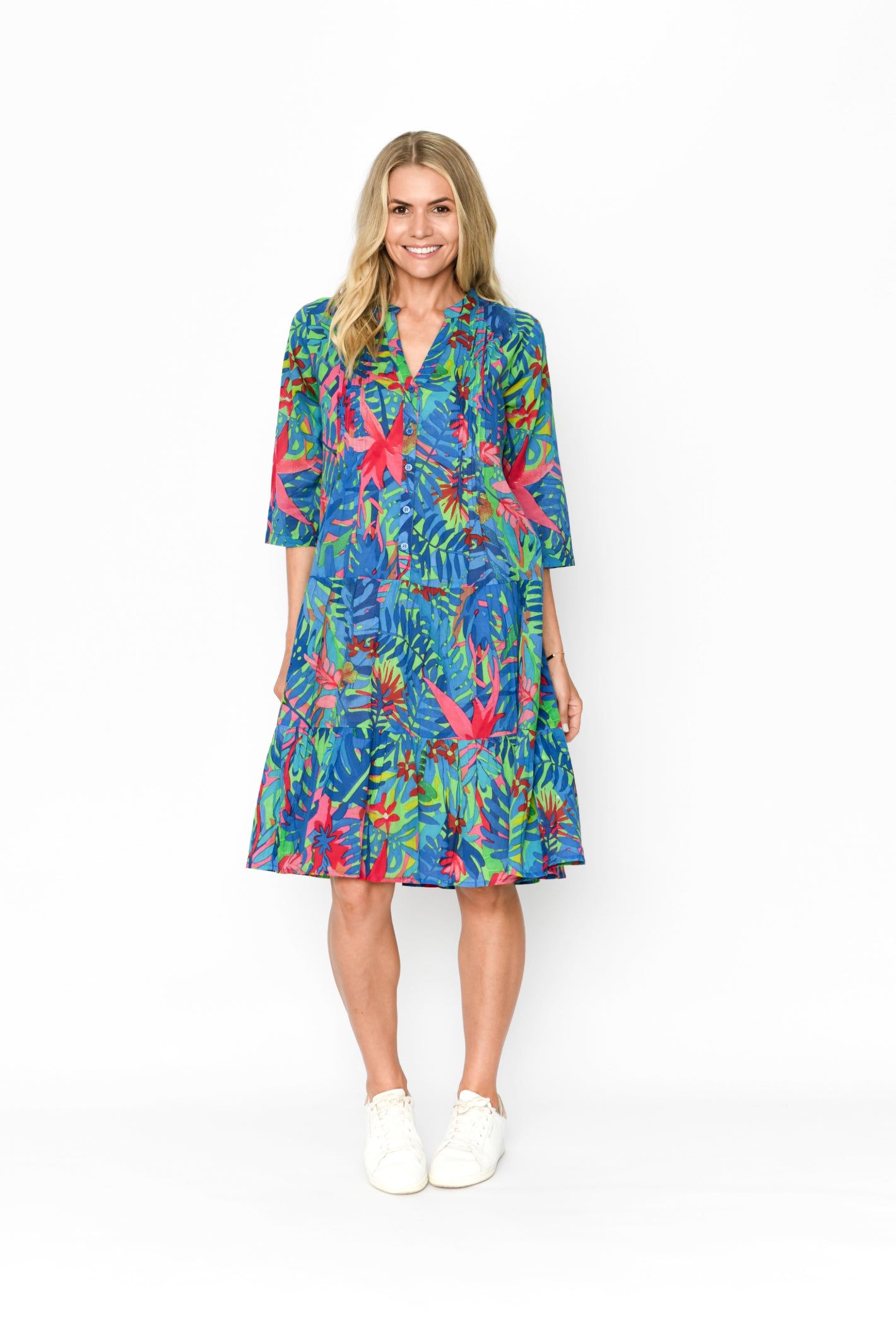 Beth Dress Pleated Drop Waist Dress - Rio Jungle 2
