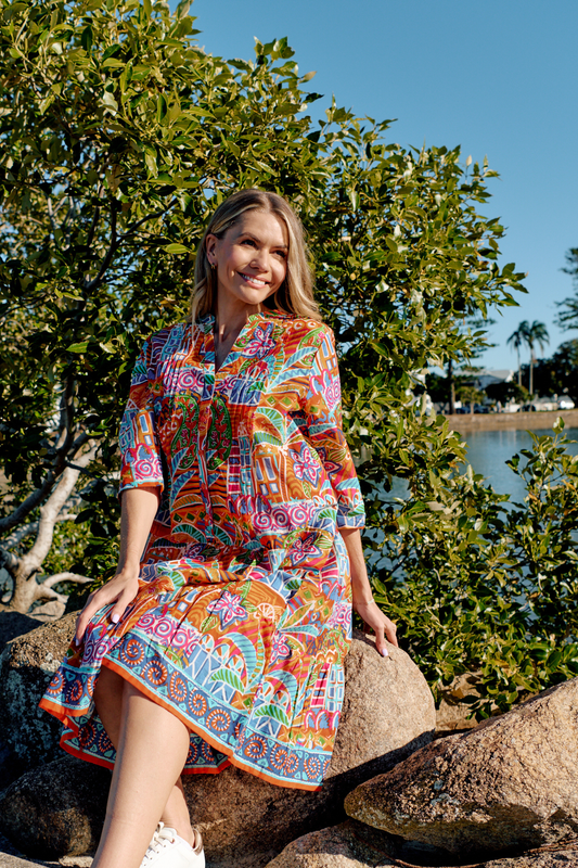 Beth Dress Pleated Drop Waist Dress - Tropical Village 1