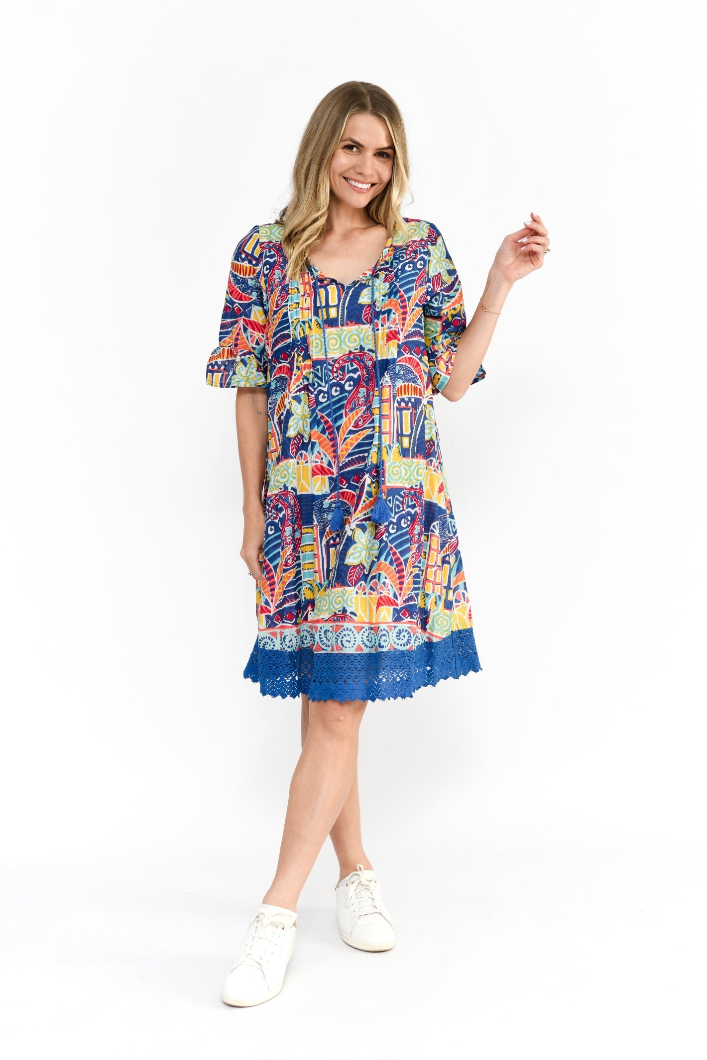 Hannah Tunic Boho Short Sleeve Tunic - Tropical Village 2