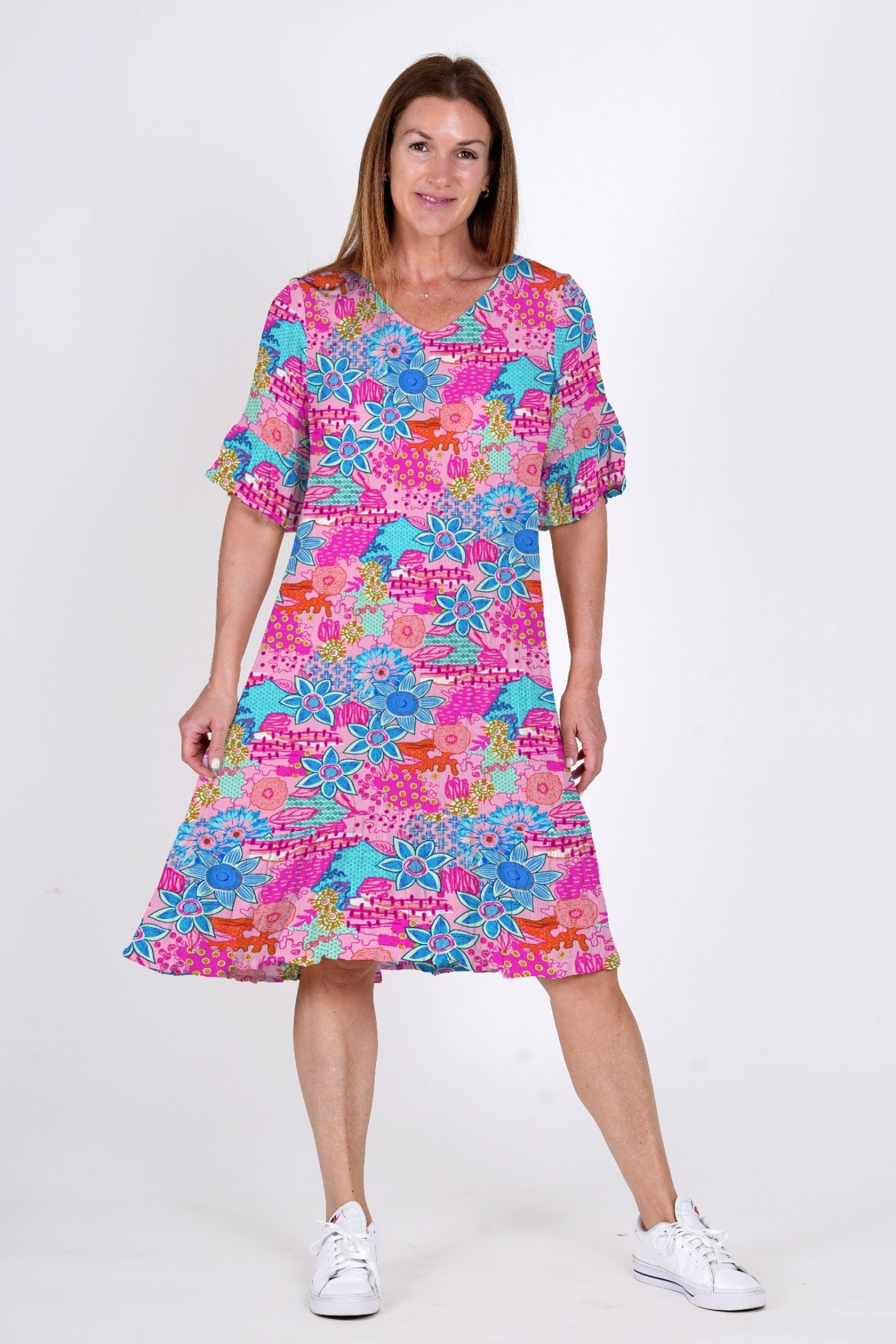 Jessica Dress Sleeved Dress - Floralcollage 4