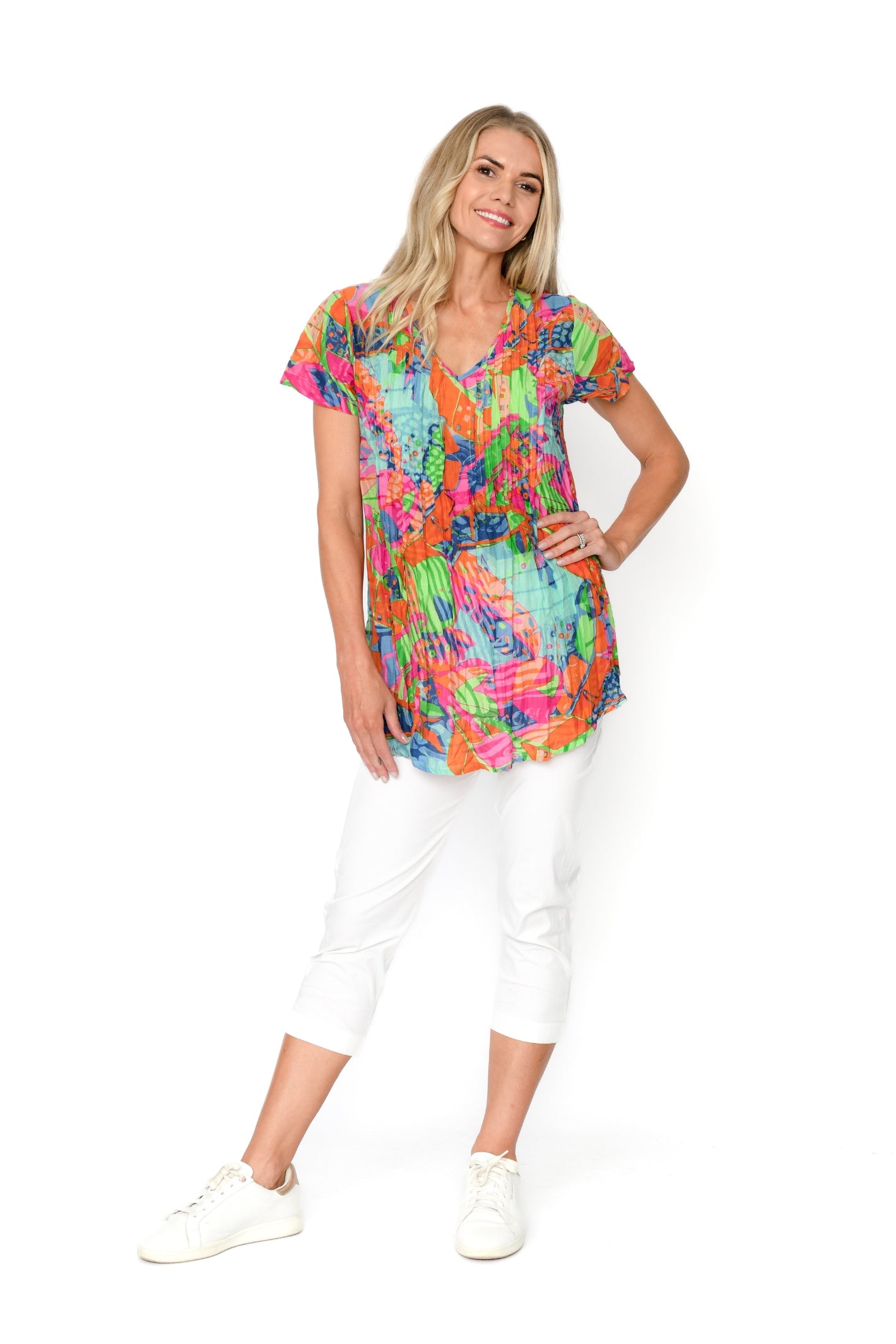 Kayla Cotton Blouse Short Sleeve Blouse - Banana 1