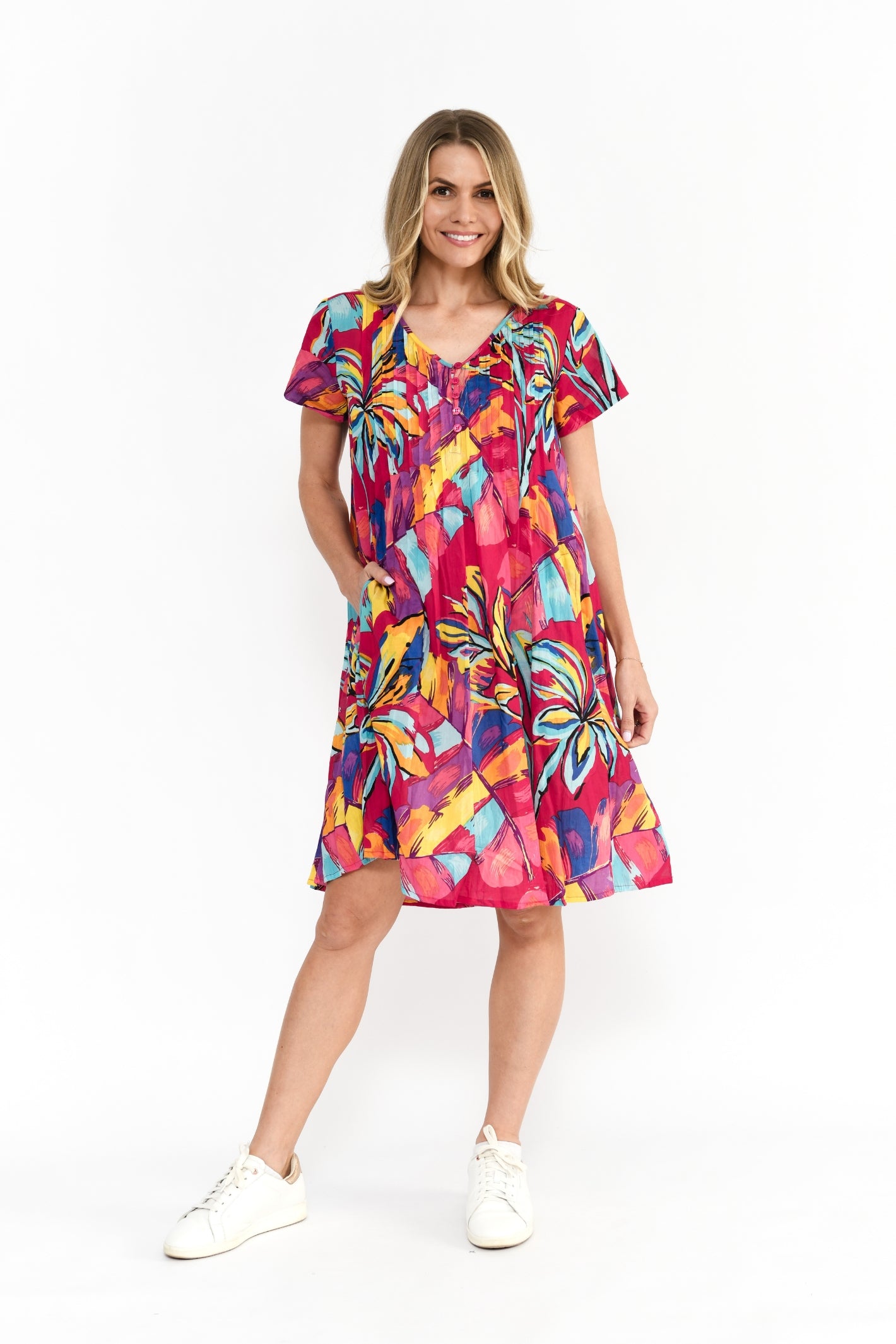 Nicola Dress Cap Sleeve Dress - Painted Tropical 3