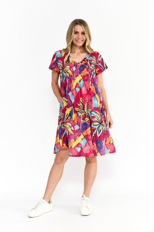 Nicola Dress Cap Sleeve Dress - Painted Tropical 3