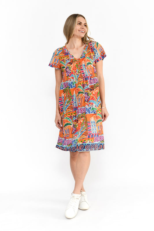 Nicola Dress Cap Sleeve Dress - Tropical Village 1