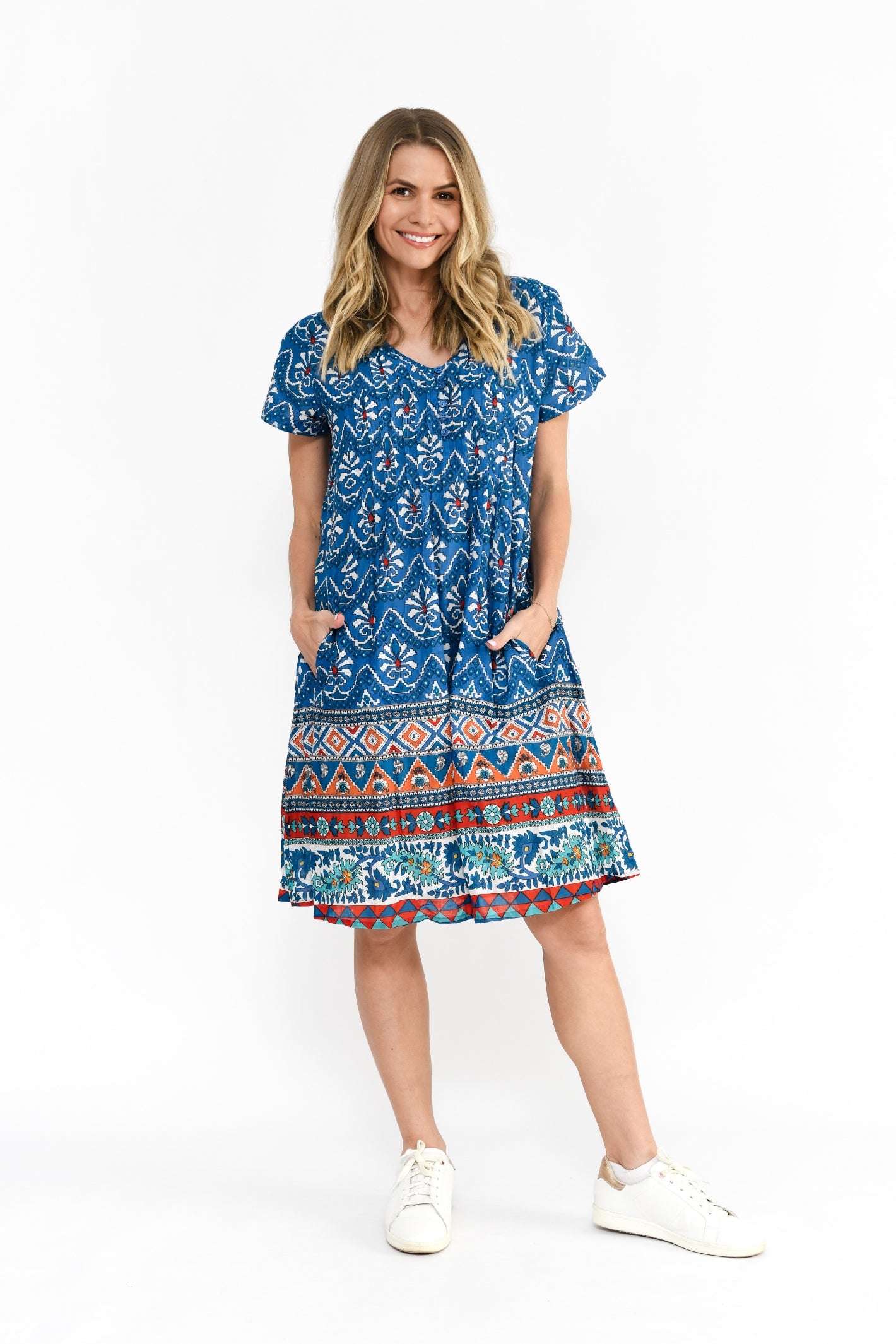 Nicola Dress Cap Sleeve Dress - Gujrat Border 2