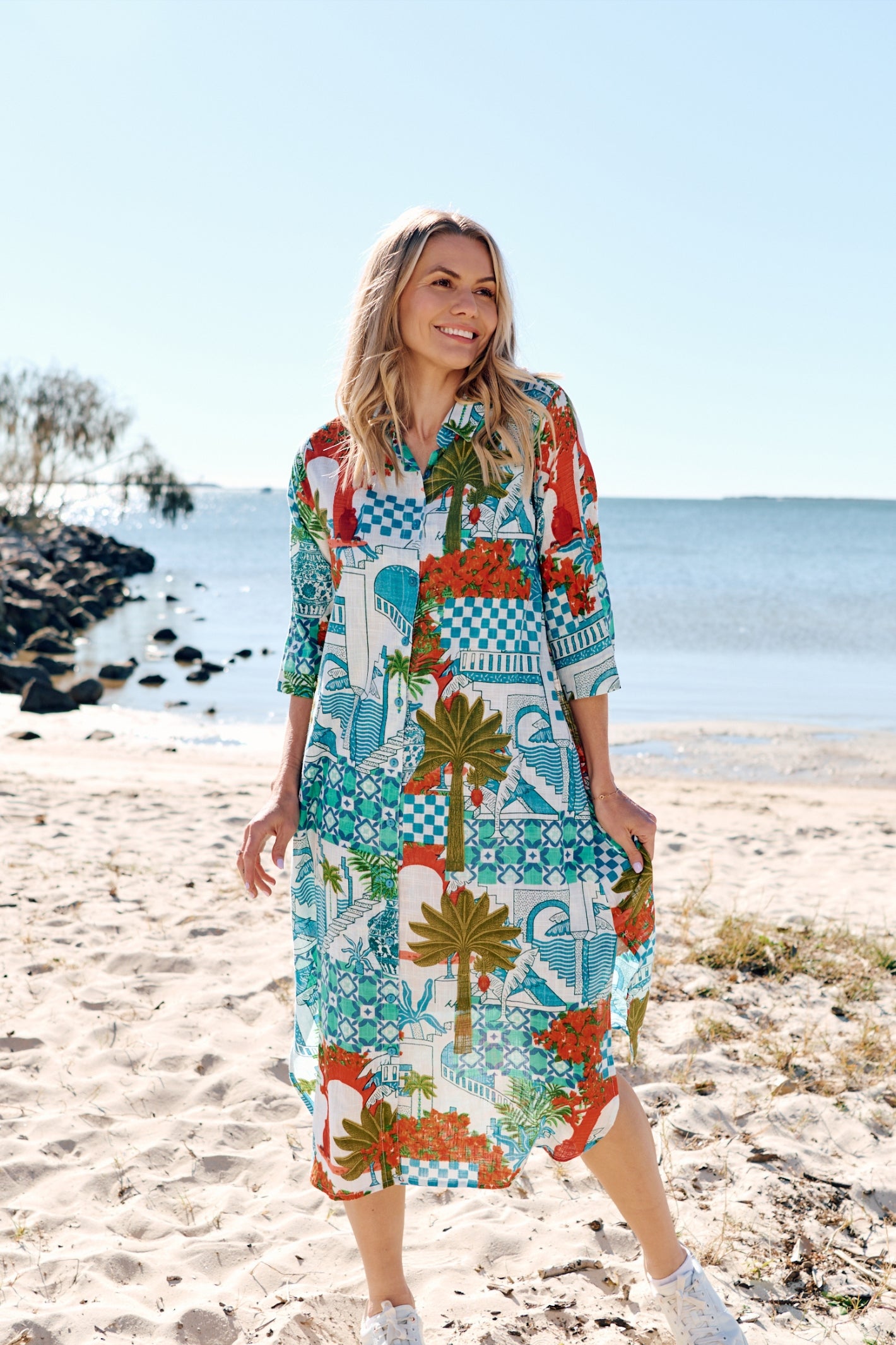 Sofia Shirt Dress Dress - Greek Island Aqua
