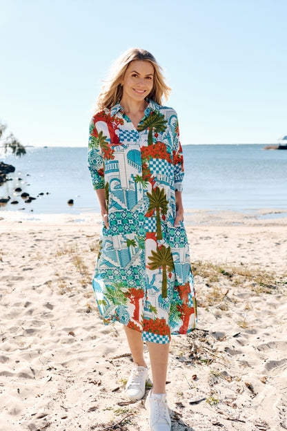Sofia Shirt Dress Dress - Greek Island Aqua