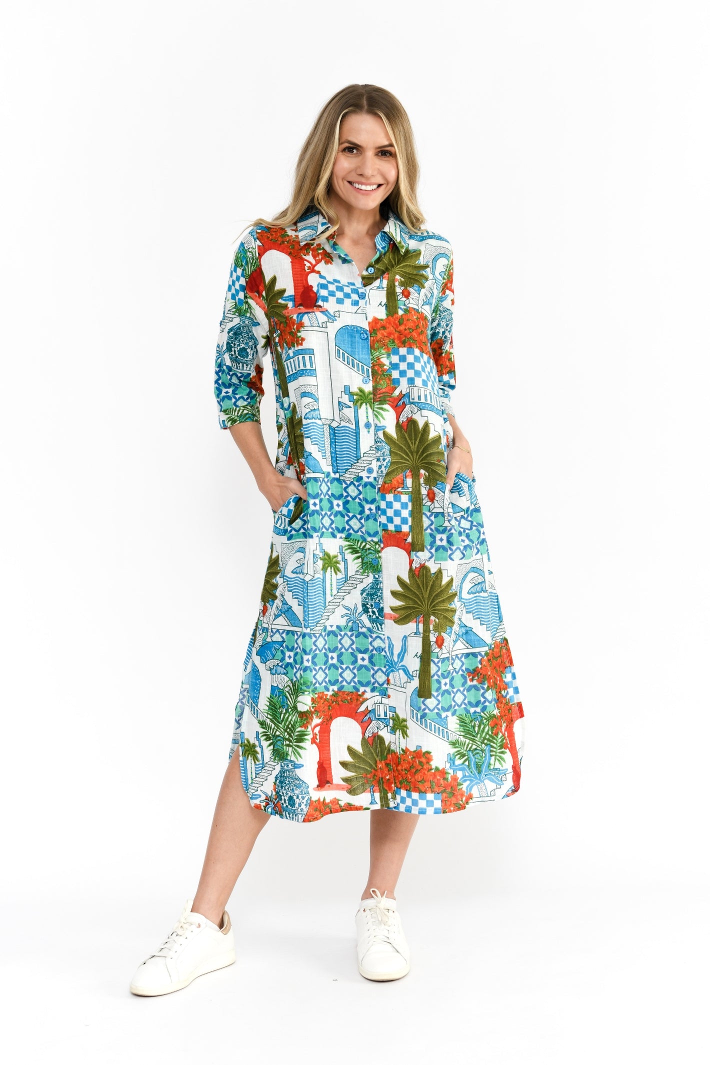 Sofia Shirt Dress Dress - Greek Island Aqua