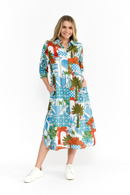 Sofia Shirt Dress Dress - Greek Island Aqua