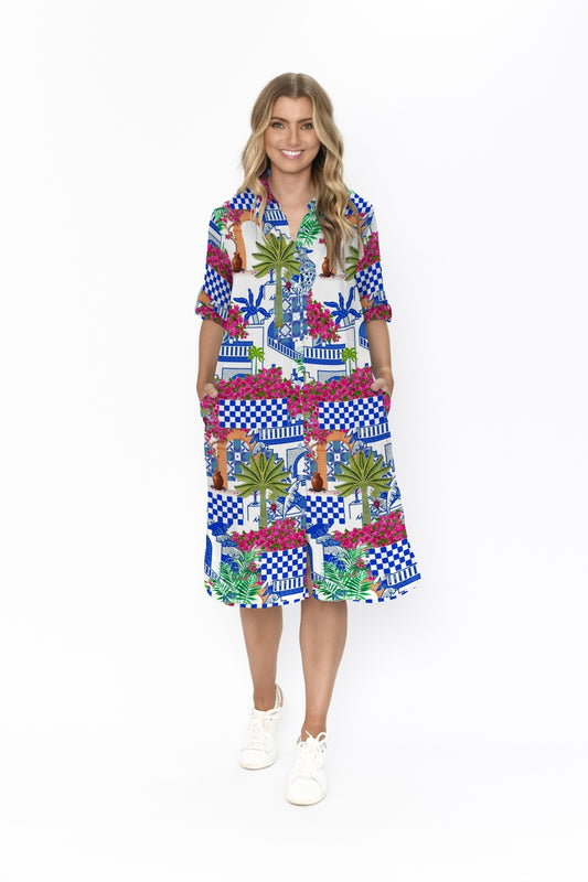 Sofia Shirt Dress Dress - Greek Island Blue