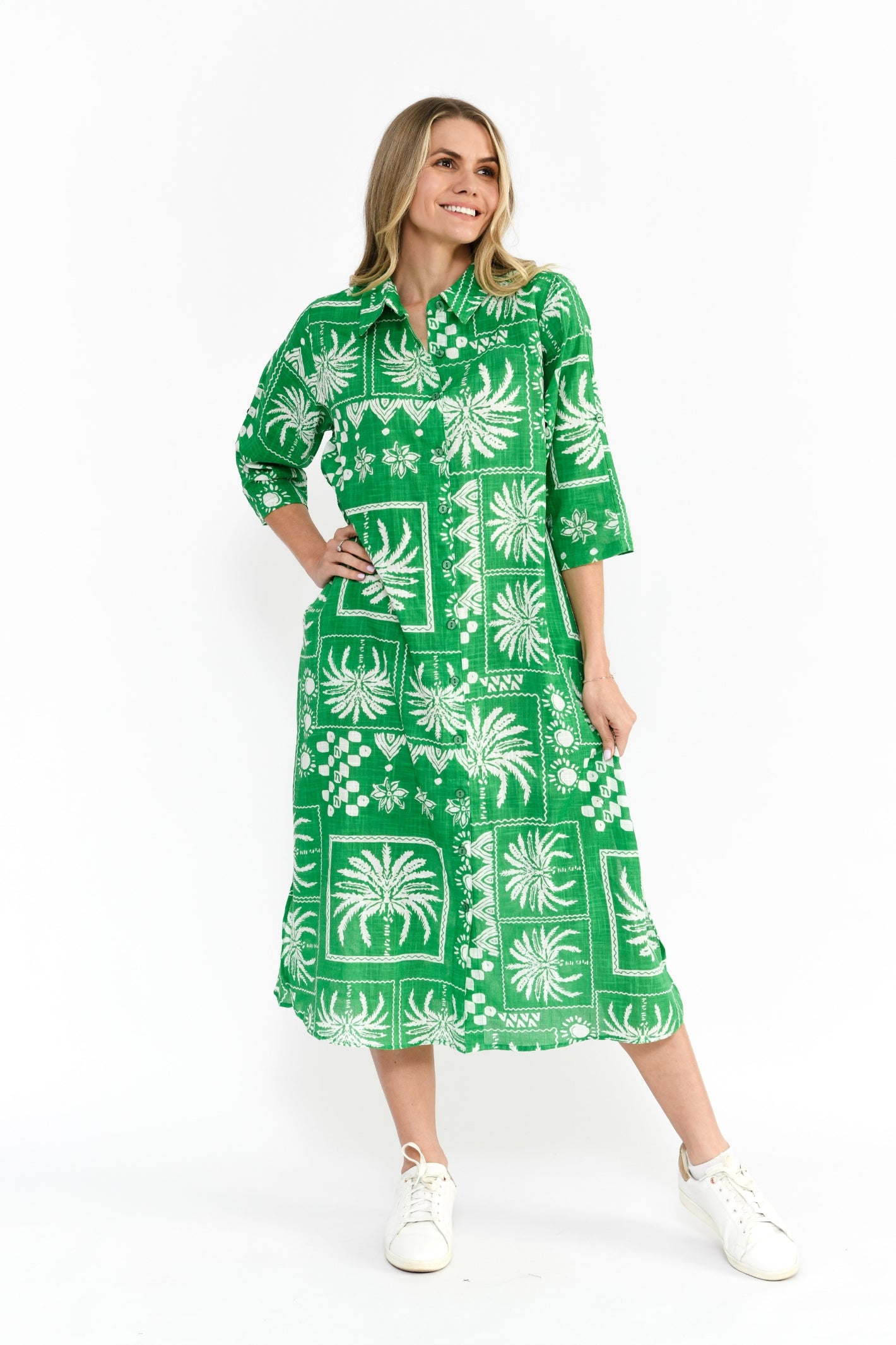 Sofia Shirt Dress Dress - Mono Patch Green