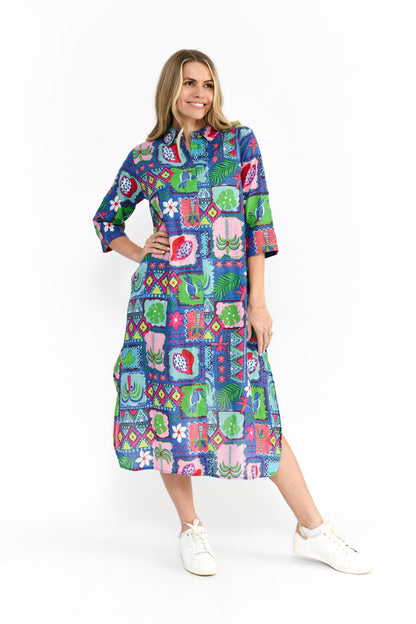 Sofia Shirt Dress Dress - Trop Stories Blue