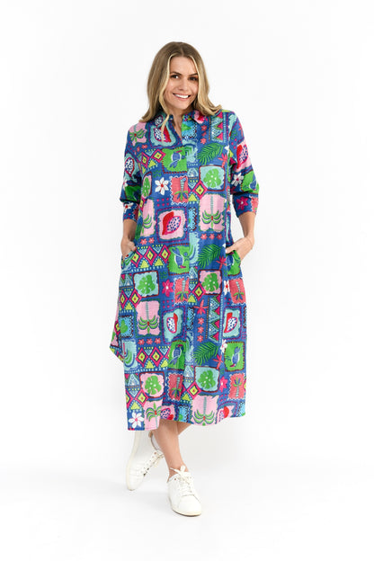 Sofia Shirt Dress Dress - Trop Stories Blue