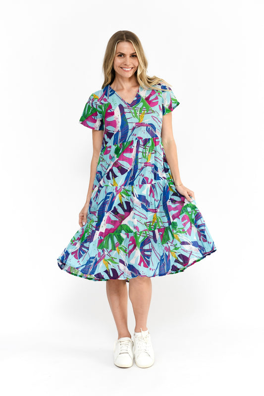 Thalia Tiered Dress Dress - Abstract Tropical 1