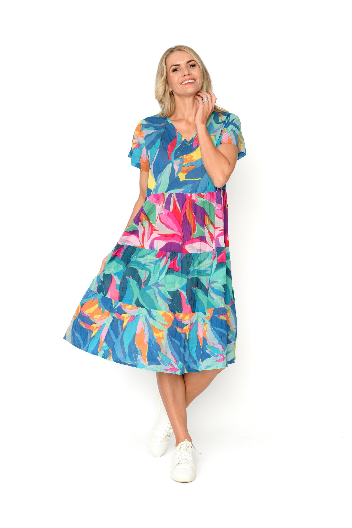Thalia Tiered Dress Dress - Brtleaves Mix