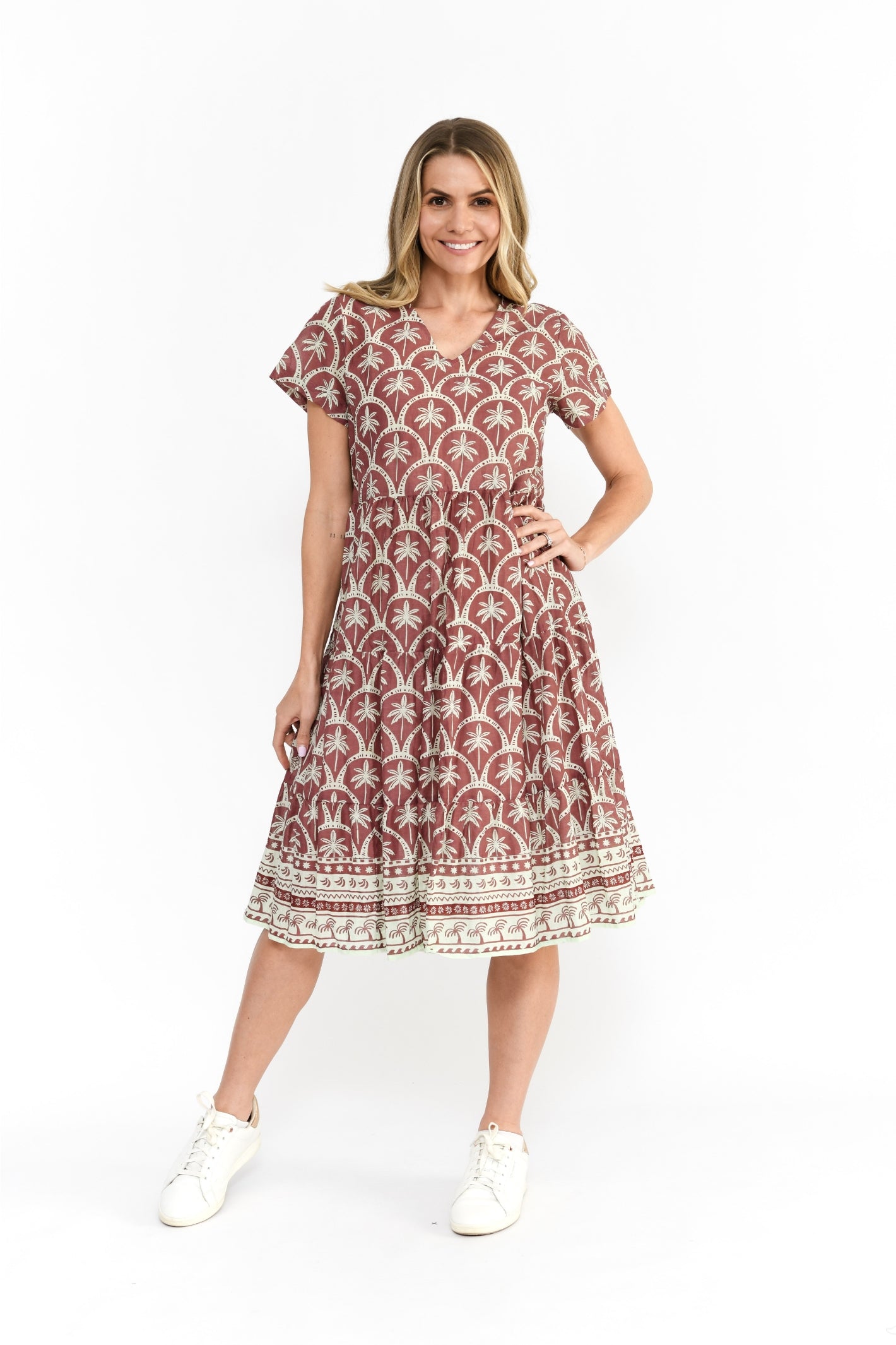 Thalia Tiered Dress Dress - Palm Border Natural