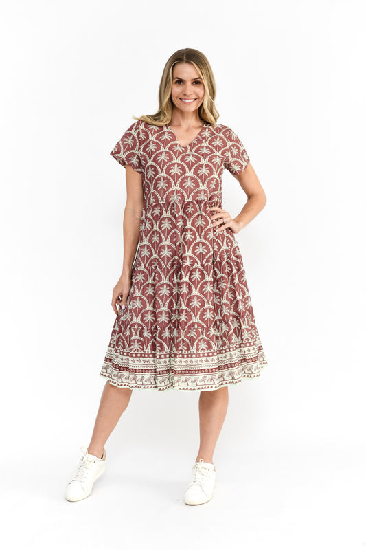 Thalia Tiered Dress Dress - Palm Border Natural