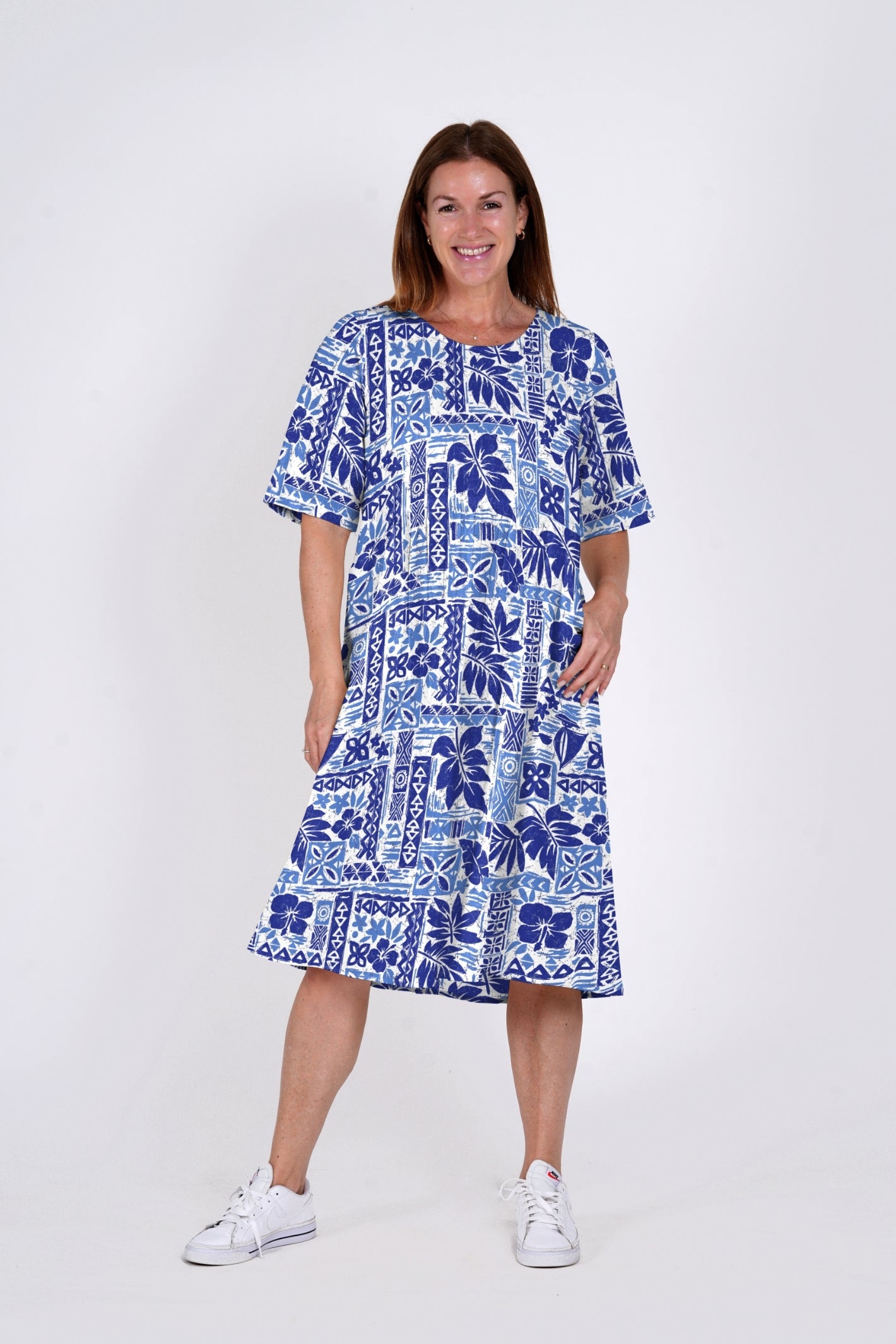 Yvonne Dress Round Neck Dress - Hawaii Blue