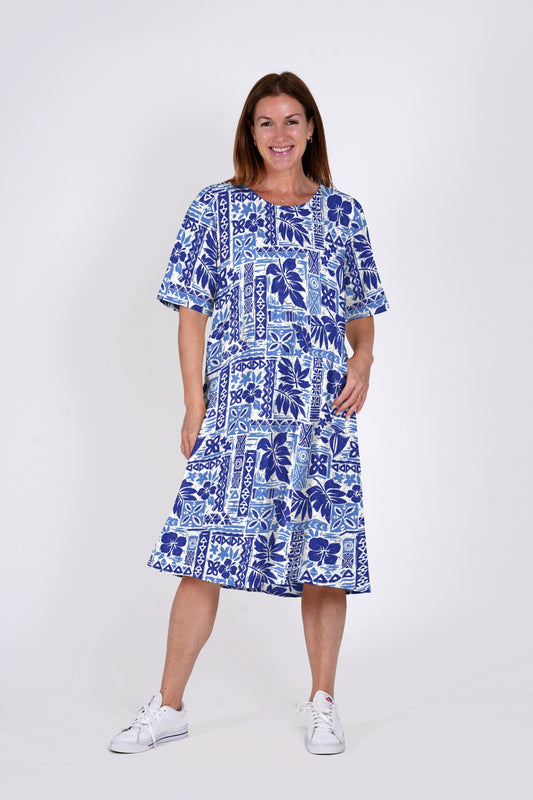 Yvonne Dress Round Neck Dress - Hawaii Blue