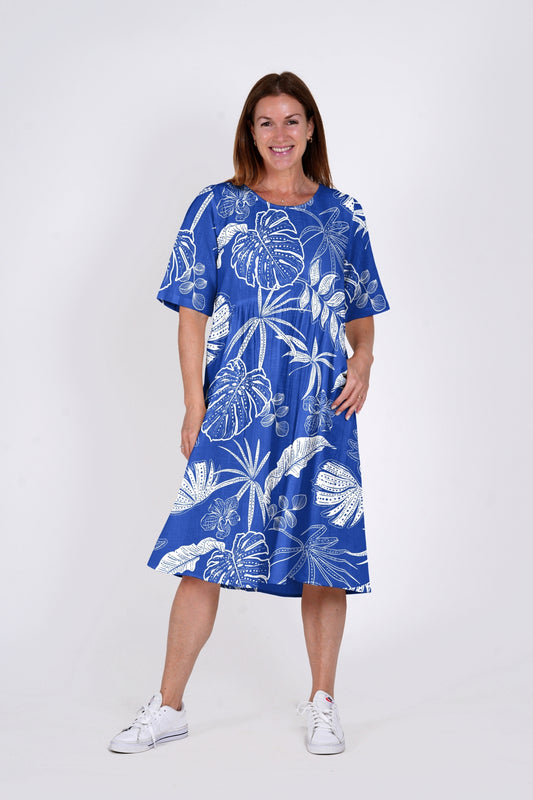 Yvonne Dress Round Neck Dress - Mono Indigo